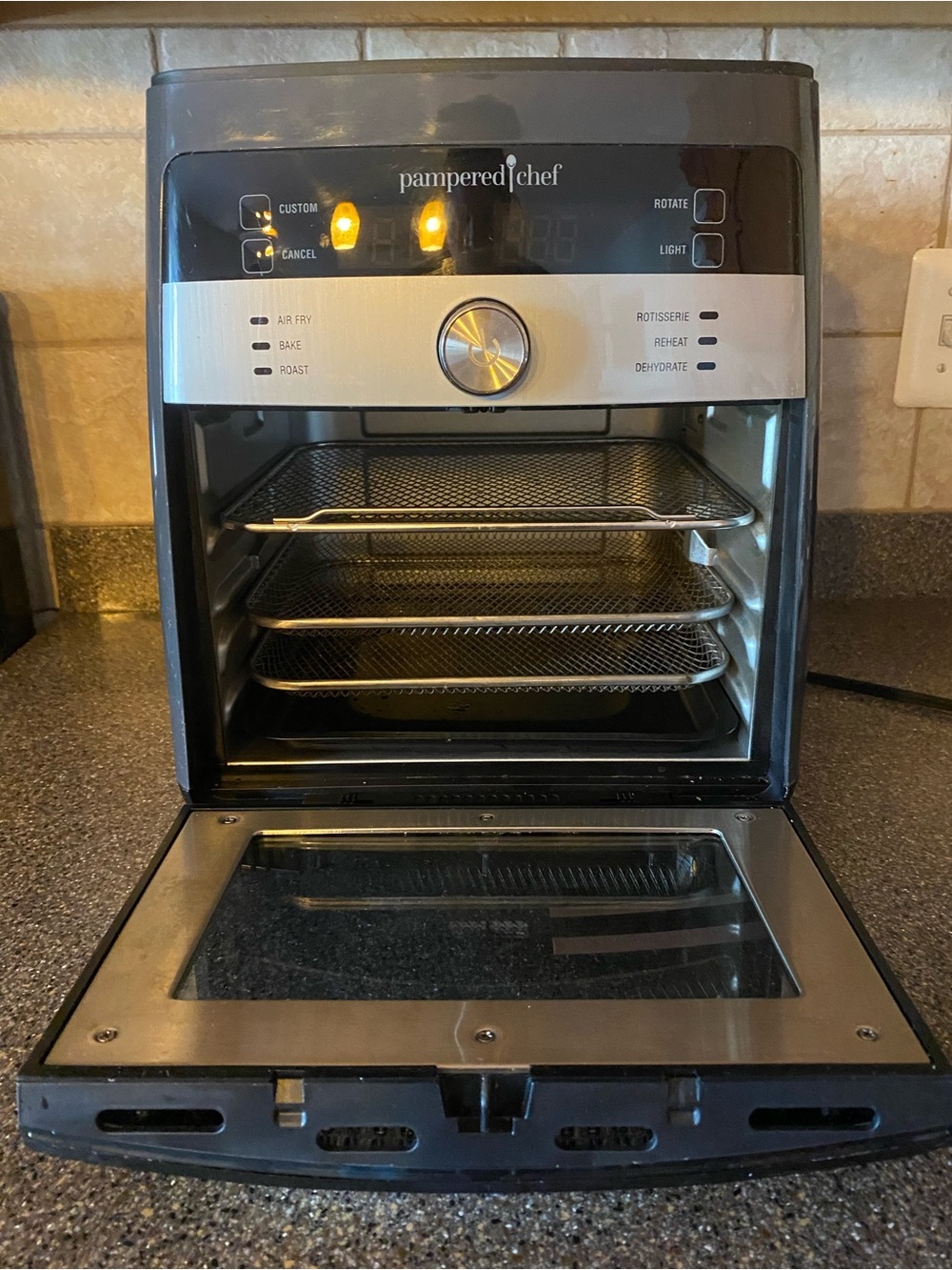 Pampered Chef Black and Silver Countertop Air Fryer Oven